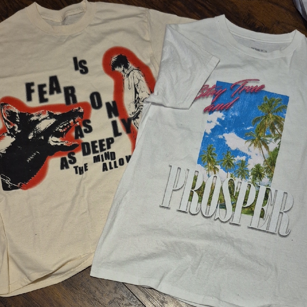 Graphic Men T-Shirts Set - Cream and White